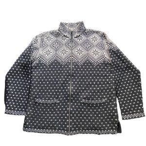 Vintage Lauren Ralph Lauren Lambswool Cardigan Sweater Black and Ivory Petite M